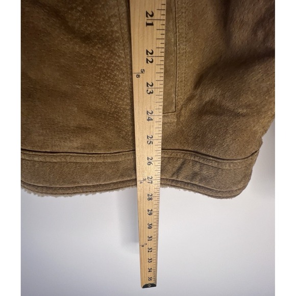 Vtg Y2K Aeropostale Leather Brown Jacket Men XL Sherpa Fleece Lined Bomber - Picture 7 of 8